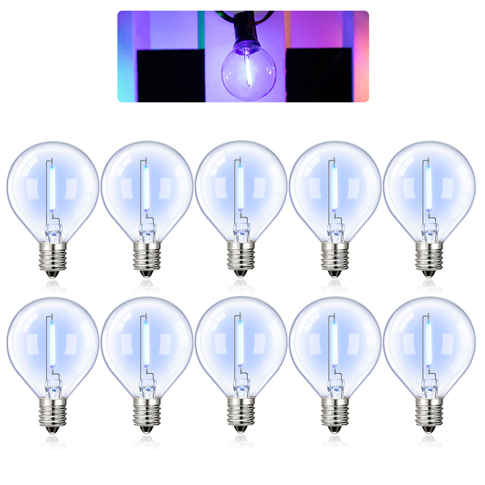 Bombilla de repuesto Led Multicolor G40 bombilla de filamento de colores 1W E12 RGB globo Mini lámparas de bola para cadena de luces decoración de de cumpleaños: Blanco / RGB