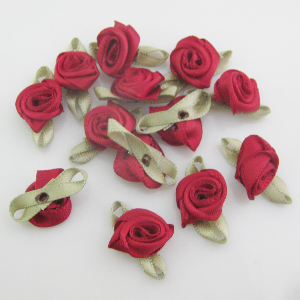 30 Farben zur Auswahl, 50 Stück, modische Rosenrosetten mit Blatt, Stoff, Blumen, Zubehör, DIY, Basteln, Nähzubehör: Nickel