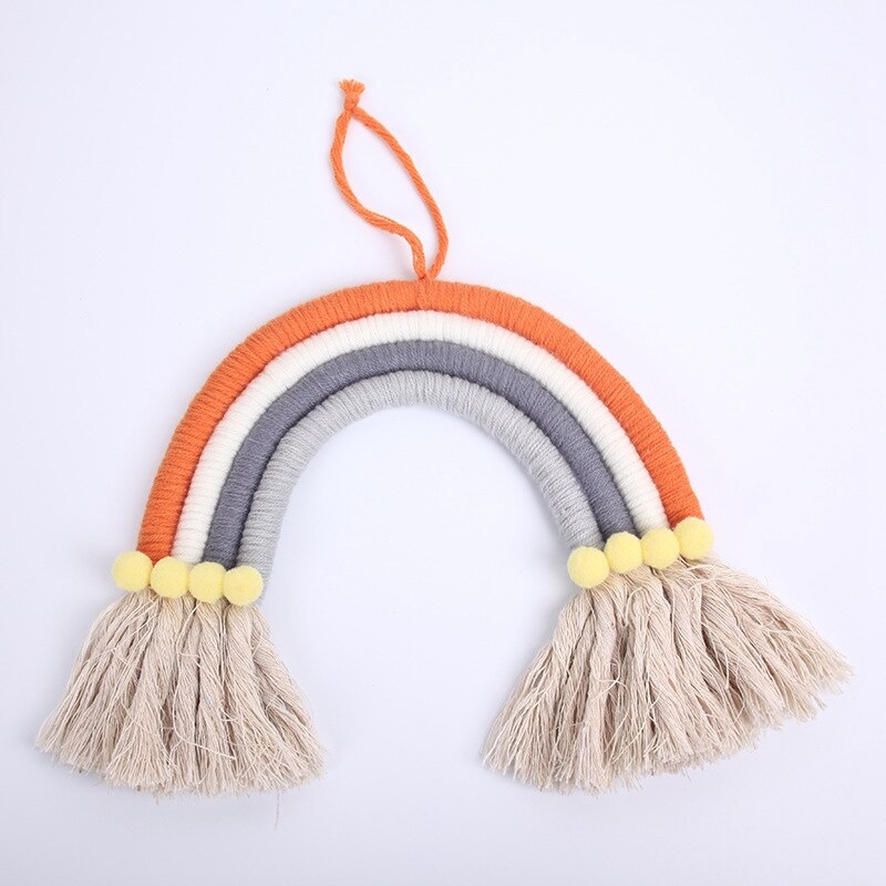 Nordic Style Rainbow Tapestry Macrame Wall Hanging Ornaments Handmade Wall Tapestry Nursery Kids Baby Crib Bedroom Decor: 22-2