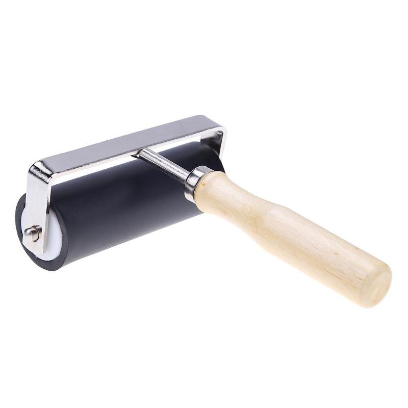 10cm Durable Rolling Clay Stamping Rolling Tool Rubber Roller with Wood Handle for Craft Tools Kids DIY Clay Sculpture Roll