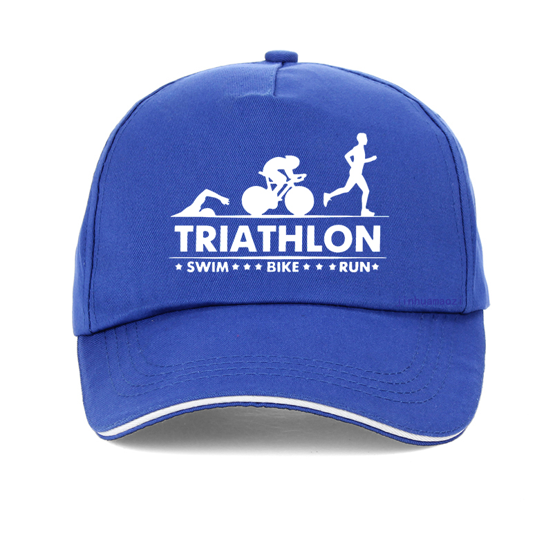 Männer Triathlon schwimmen Fahrrad laufen Sportler Sport Golf Hütte Männer verstellbar Sommer draussen Sport Sonnenhut Baseball Deckel Gorro: Blau
