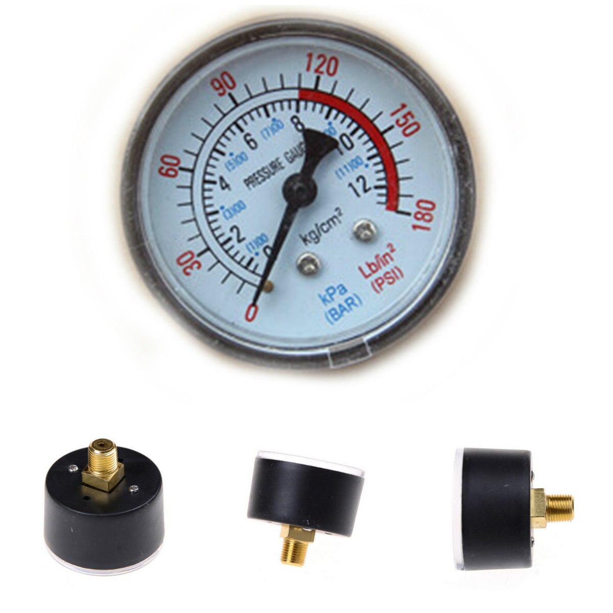 Air Compressor Pneumatic Hydraulic Fluid Pressure Gauge 0-12Bar / 0-180PSI