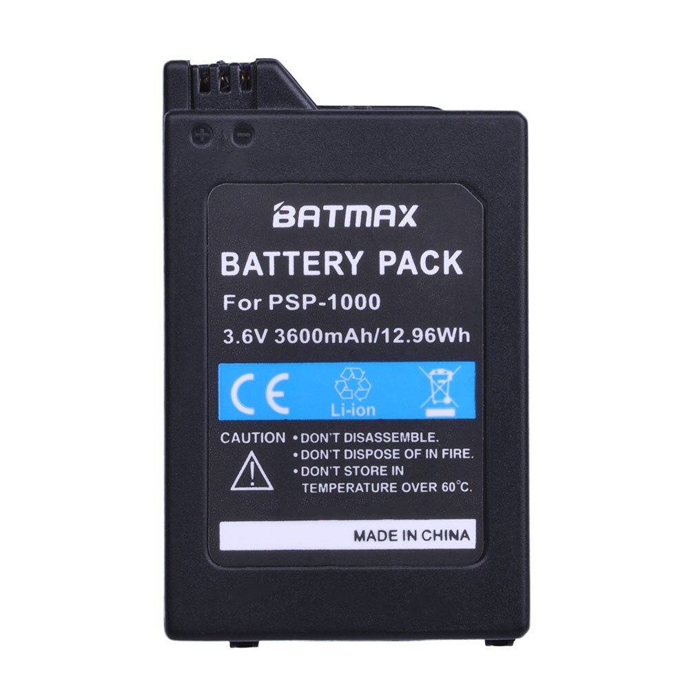 Batmax för sony psp -1000 batteri + digital laddare för sony psp 1000 playstation bärbar psp 1000 konsol ersättningsbatterier: 1 batteri