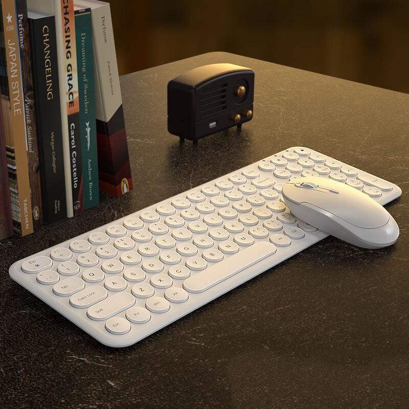 2.4G Wireless Keyboard Mouse Set For Laptop PC Gamer Xiaomi Lenovo Wireless Gaming Computer Keyboard Silent Laptop Keypad Gamer: White with Mouse