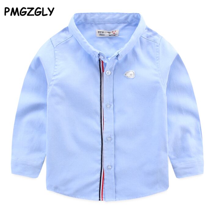 Chemise en coton à manches longues pour bébé garçon, vêtement d'extérieur décontracté, à la , de fête, printemps automne: Blue Shirts / 7T