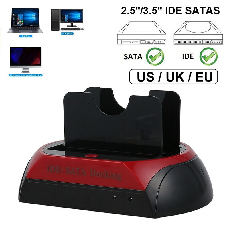 IDE SATA External HDD Box Hard Disk Drive Enclosure USB 2.0 to IDE+SATA HDD Docking 2.5''/3.5'' Hard Drive Station Card Reader