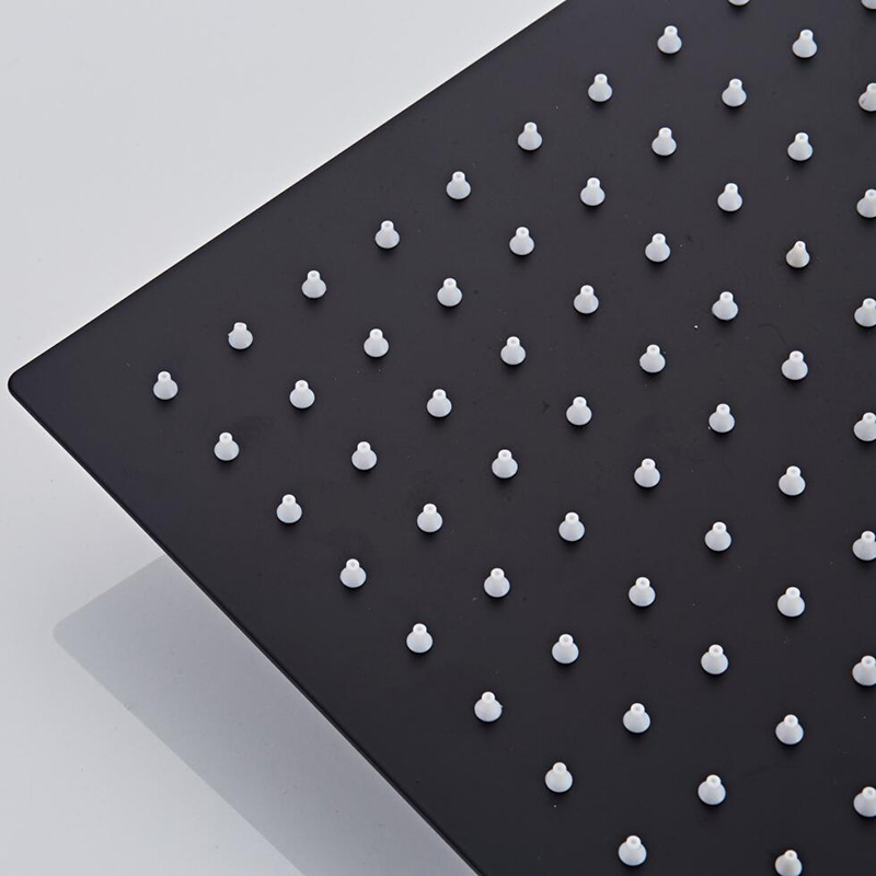 Langyo sort firkantet regn rustfrit stål brusehoved ultratynd 2 mm 8/9/10/12 tommer valg badeværelse væg & loft monteret