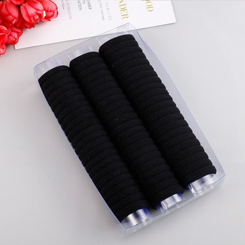 66 st/lot 3cm färgglada nylonringar flickor knasiga hårband haar håraccessoarer barn gummiband elastiska pannband: Svart