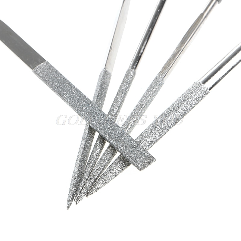 Kit de limas de aguja para tallado de joyería, herramienta de artesanía de madera, piedra de vidrio, diamante, 5 uds., ,