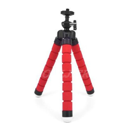 COOLJIER Flexible Sponge Octopus Mini Tripod With Bluetooth Remote Shutter For iPhone mini Camera Tripod Phone Holder clip stand: red