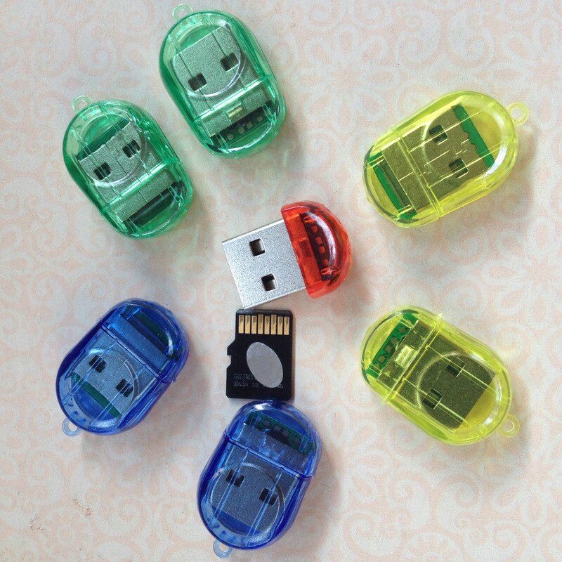 1pc mini-usb 2.0 tf micro sd sdhc sdxc muistikortinlukija kirjoitusasema usb-muistitikku muistikortinlukijat satunnaiset värit