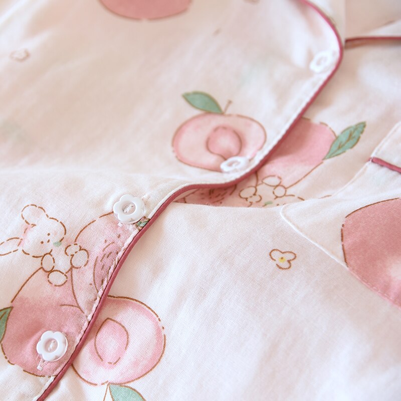 Pijamas de manga larga de gasa para mujer, ropa de casa suave y transpirable, para primavera y verano, servicio a domicilio, 2 piezas