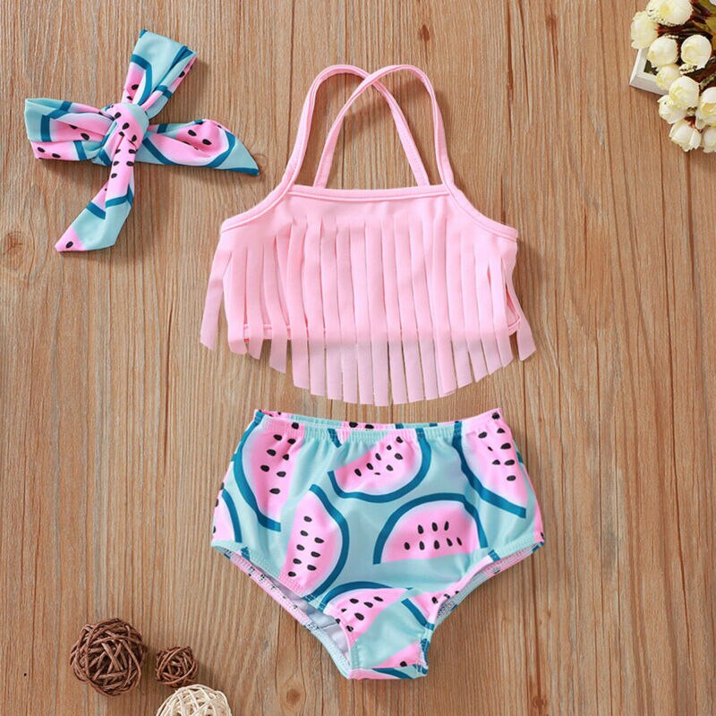 Babymeisje watermeloen strik badpak bikini set 2 stuks badpak zomer strandkleding 0-24m