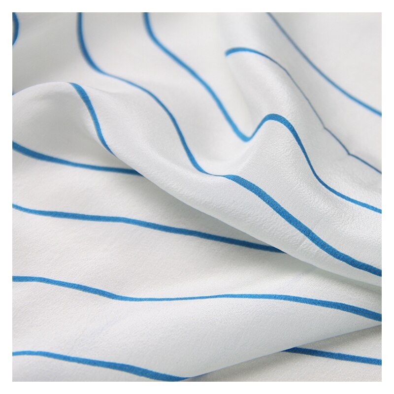 Tela Blanca de seda para mujer, tejido de seda de doble crepé, seda de gusano, waxberry, azul, para verano, tela de vestido,: 0.5m