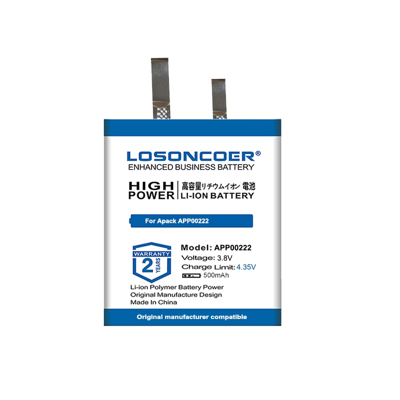 LOSONCOER 0 Cycle 100% 500mAh APP00222 Battery for Apack 1ICP4/27/30 For Fossil Q Explorist Gen3 Gen 3 Smart Watch ART5004: APP00222-B