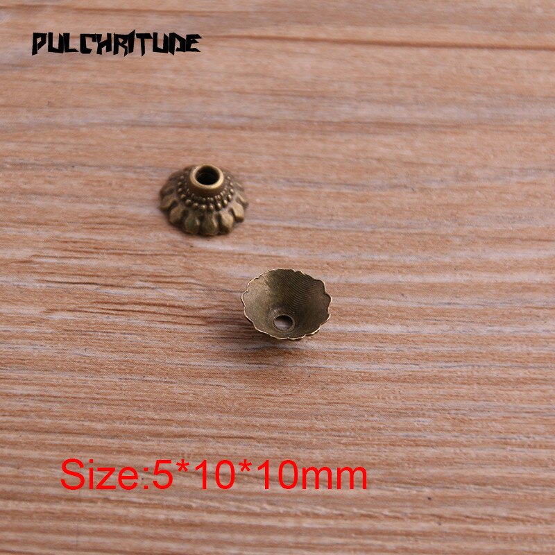 100pcs 5*10*10mm Two Color Retro Bead Caps Charm Hollow Flower Pendants Jewelry Accessories DIY Receptacle Charms