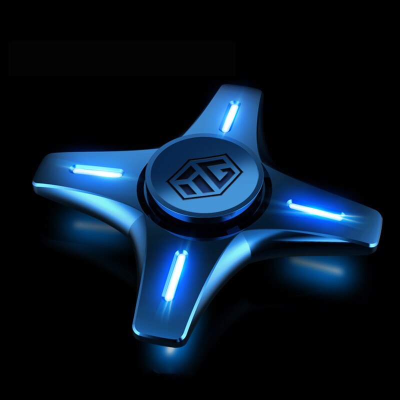 YUC Light Up Hand Spinner Glow In Dark Finger Toys luminoso Fidget Spinner R188 cuscinetto ad alta velocità Led Desk giocattoli antistress: Blue