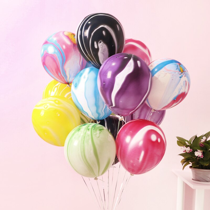 10pcs 12 Inch Colorful Wedding Valetines Day Agate Marble Wave Point Balloons Birthday Decoration Happy Year Decor: agate mix