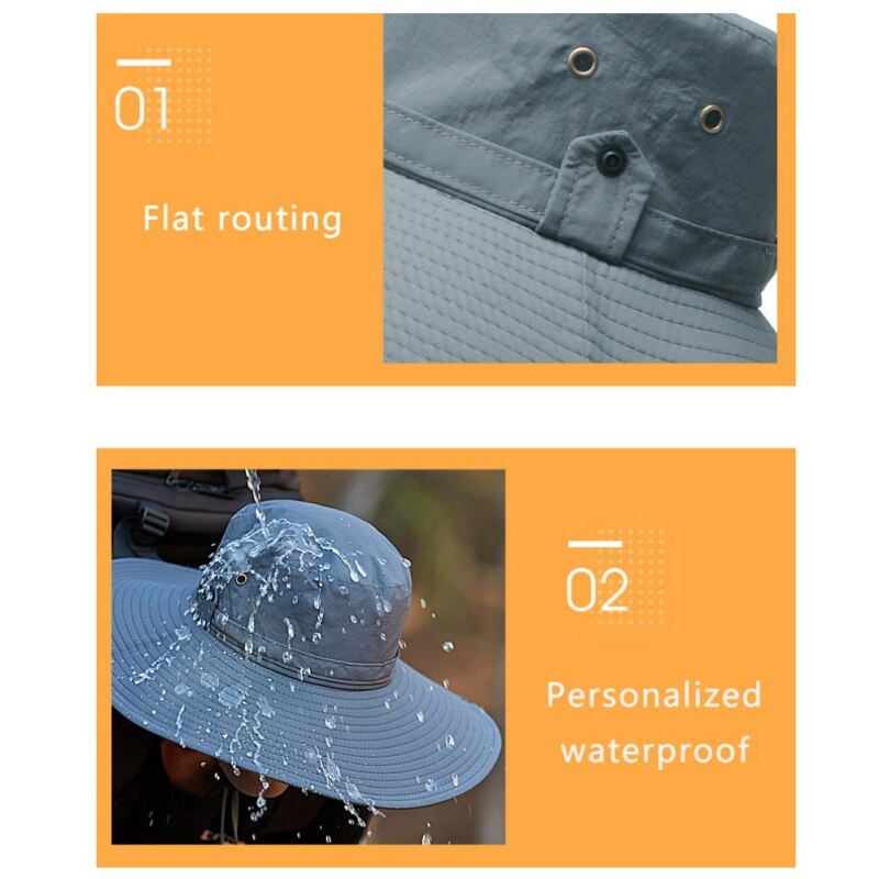 Summer Breathable Sunscreen Hats Outdoor Wide Brim Bucket Hats For Fishing Sun Protection 50+UPF Bora Boonie Hat Outdoor tool