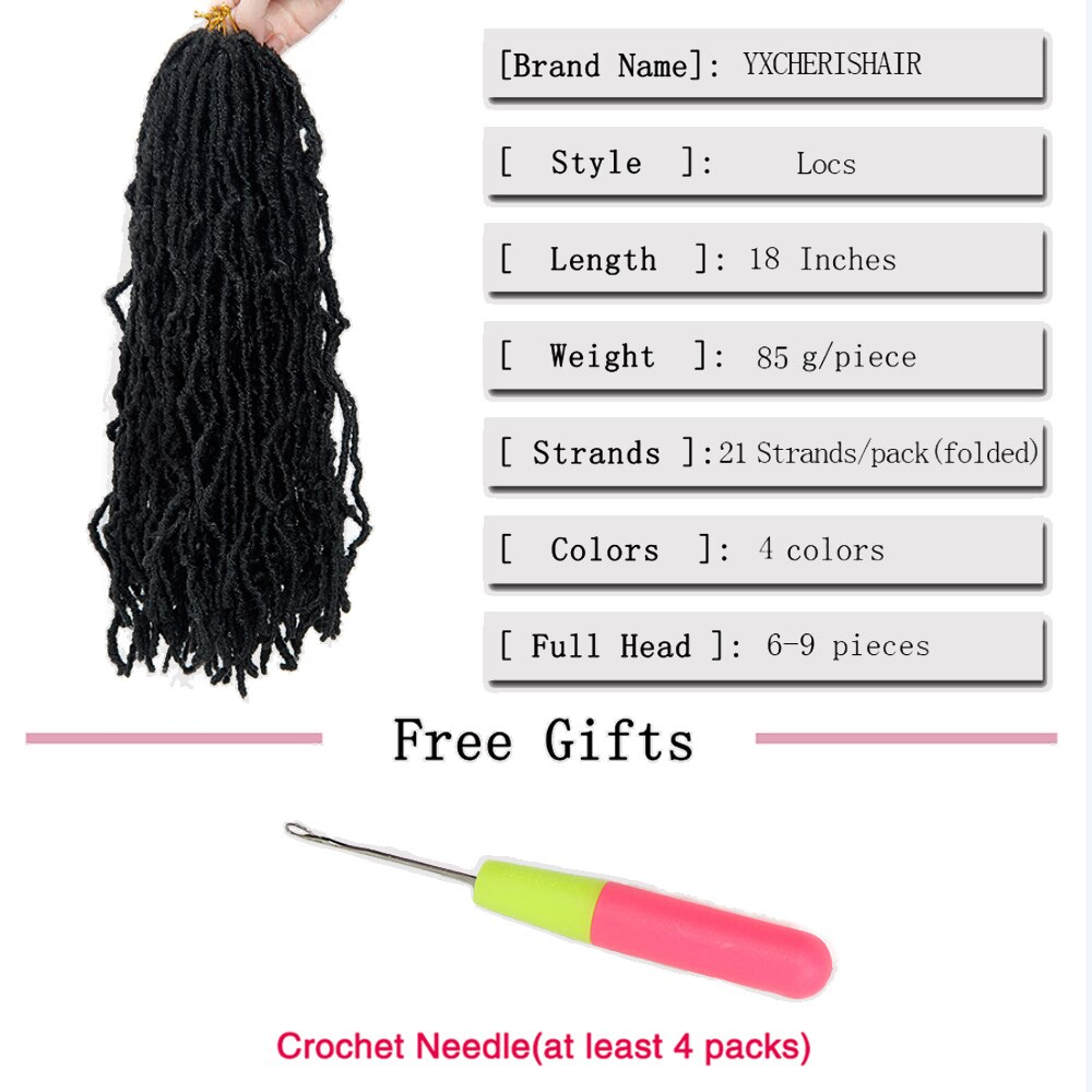 Curly Nu Locs Crochet Hair 18Inch Goddess Faux Locs Braiding Hair Natural Wavy Dreadlocks Synthetic Hair Extensions Hair Braids