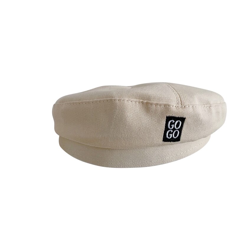 Béret pour enfants de 2 à 6 ans, chapeau de bébé avec lettres brodées, coréenne de printemps, couleur bonbon, accessoires pour enfants,: Beige