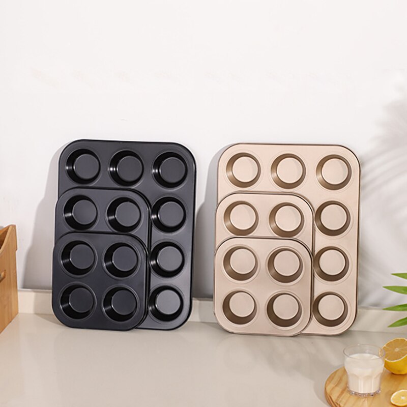 4/6/12 Cup DIY Cupcake Pan Muffin Tray Cupcake Mold Non Stick Bakeware Biscuit Pan Microwave Cake Mold Carbon Steel Baking Tray