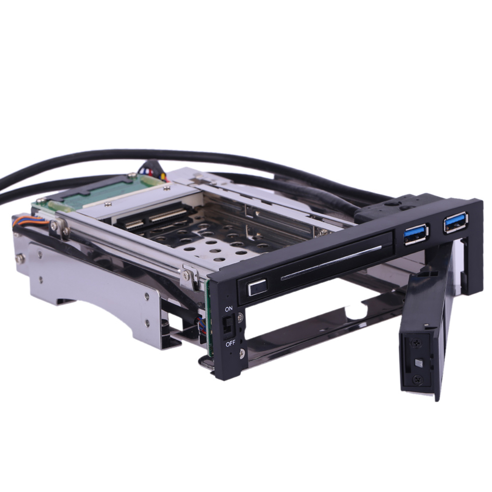 Dual Bay 3.5" 2.5" SATA III Hard Drive HDD & SSD Tray Caddy Internal Mobile Rack Enclosure Docking Station w/ USB 3.0 Swap