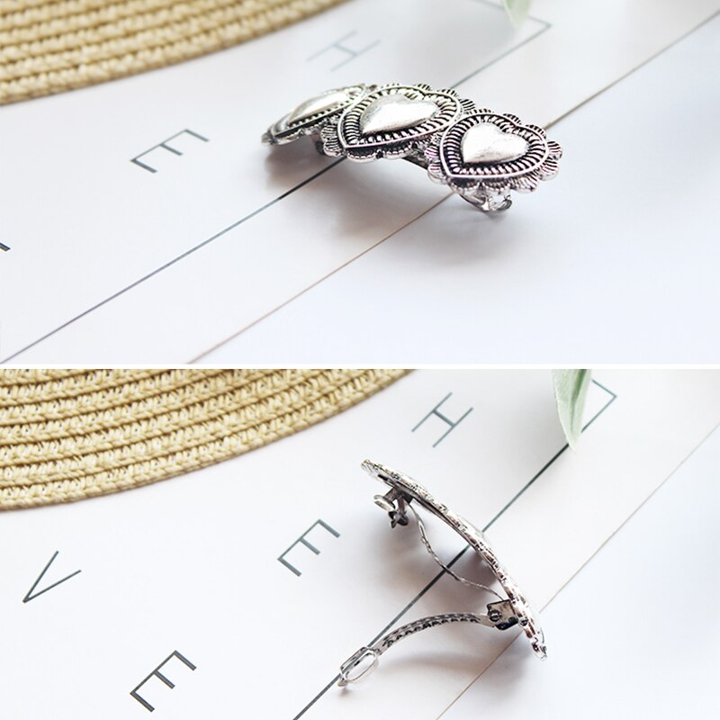 Retro Verfijnd sliver Hart vorm Haaraccessoires Meisjes Hairwear Sieraden Haarspeld Haar Clip Metalen Ketting Haarspeld Girly Bijoux