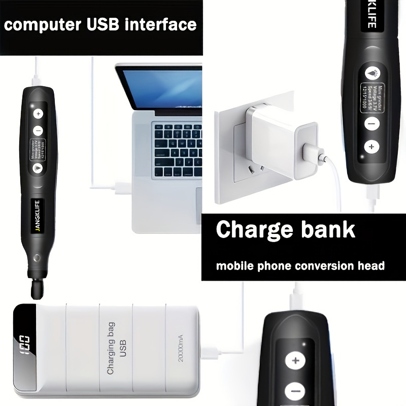 Bezprzewodowy zestaw narzędzi obrotowych USB do obróbki drewna Pióro grawerujące DIY do biżuterii Metal Glass Mini wiertarka bezprzewodowa