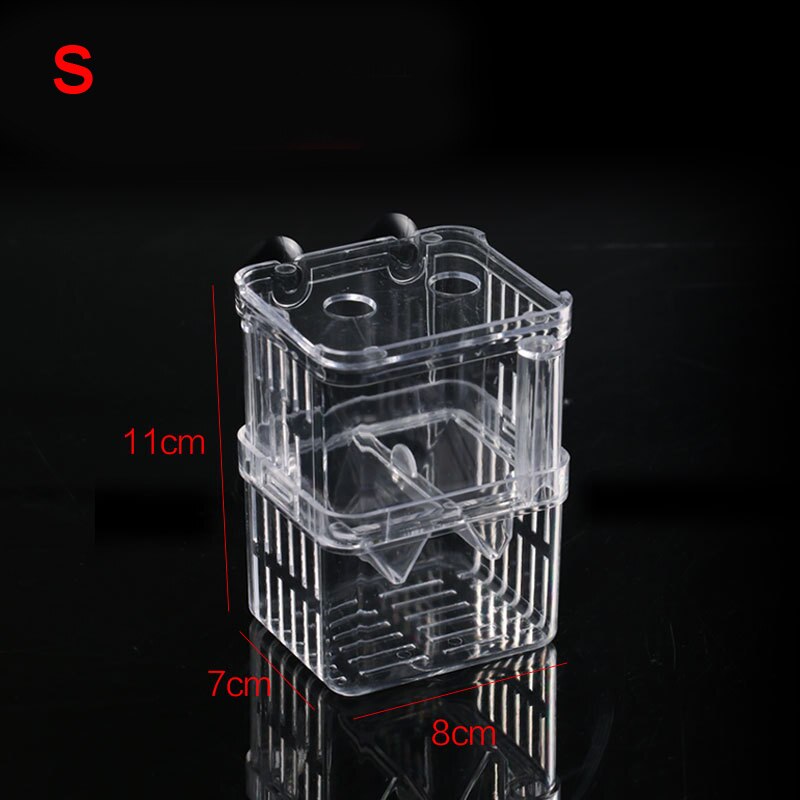 Double-Deck Clear Fish Breeding Isolation Box Floating Guppy Fish Incubator Protective Baby Fish Aquarium Breeder Acrylic: S