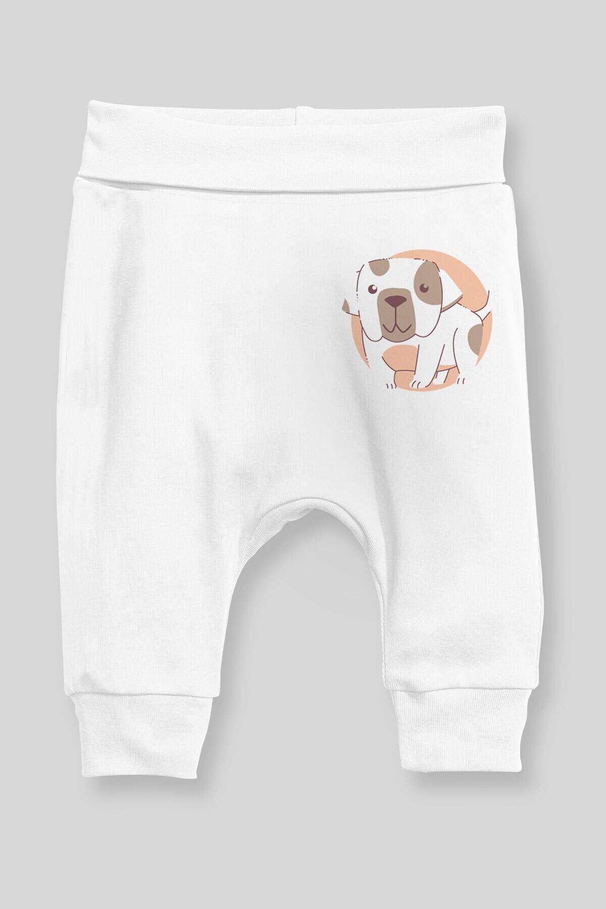 Angemiel Baby Lächelnder Hund Baby Junge Pluderhosen Pantalon Weiß