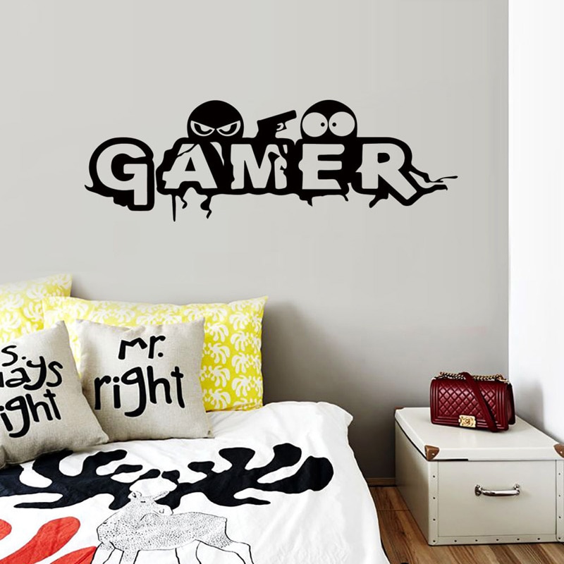 Gamer Wall Sticker for boy Children's room decoration Mural Art Decals wallpaper Cartoon Game room stickers
