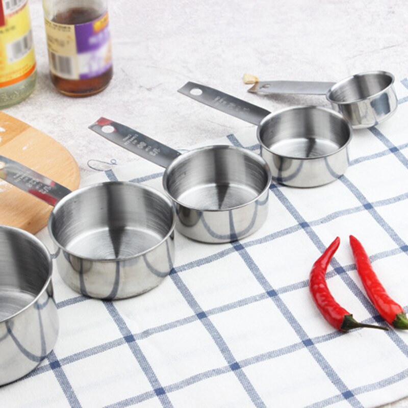 Set 5 Pcs Durable Stainless Steel Measuring Spoons Cups Kitchen Baking Tools