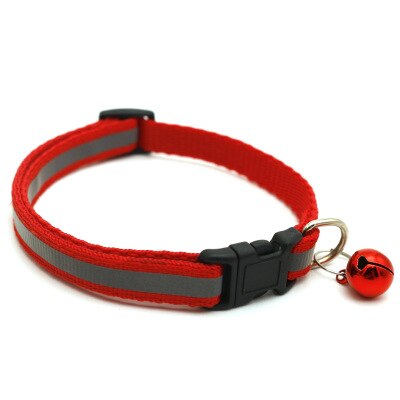 Breloque réfléchissante et cloche collier de chat élastique de sécurité réglable avec du matériel de velours doux nouvelles couleurs produit pour animaux de compagnie petit collier de chien: Red