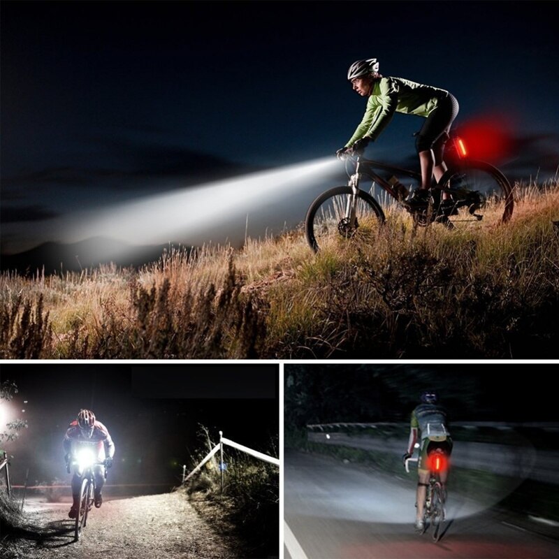 Bike Lights Rechargeable USB LED Bicycle Lights Front Headlights + Rear Taillight Bicycle Flashlight Warning Lights
