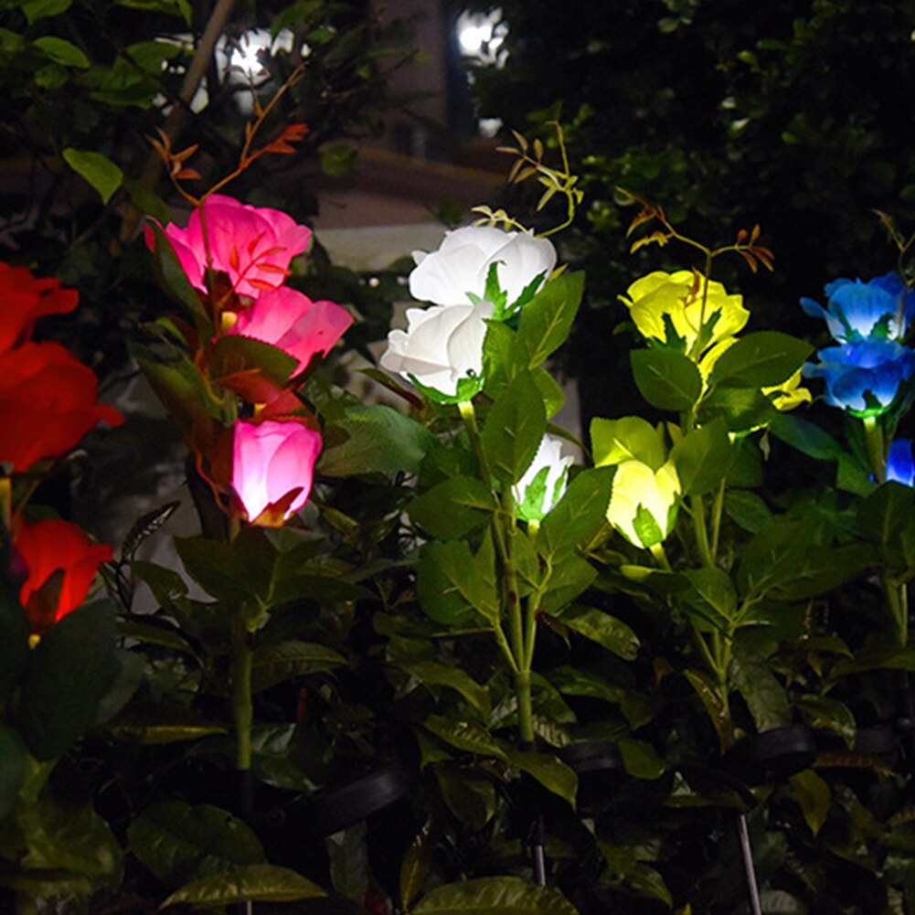 3LED Solar Rose Bloem Licht Waterdicht Tuin Landschap Lamp Outdoor Gazon Lamp Thuis Decoratieve Bloem Night Lights