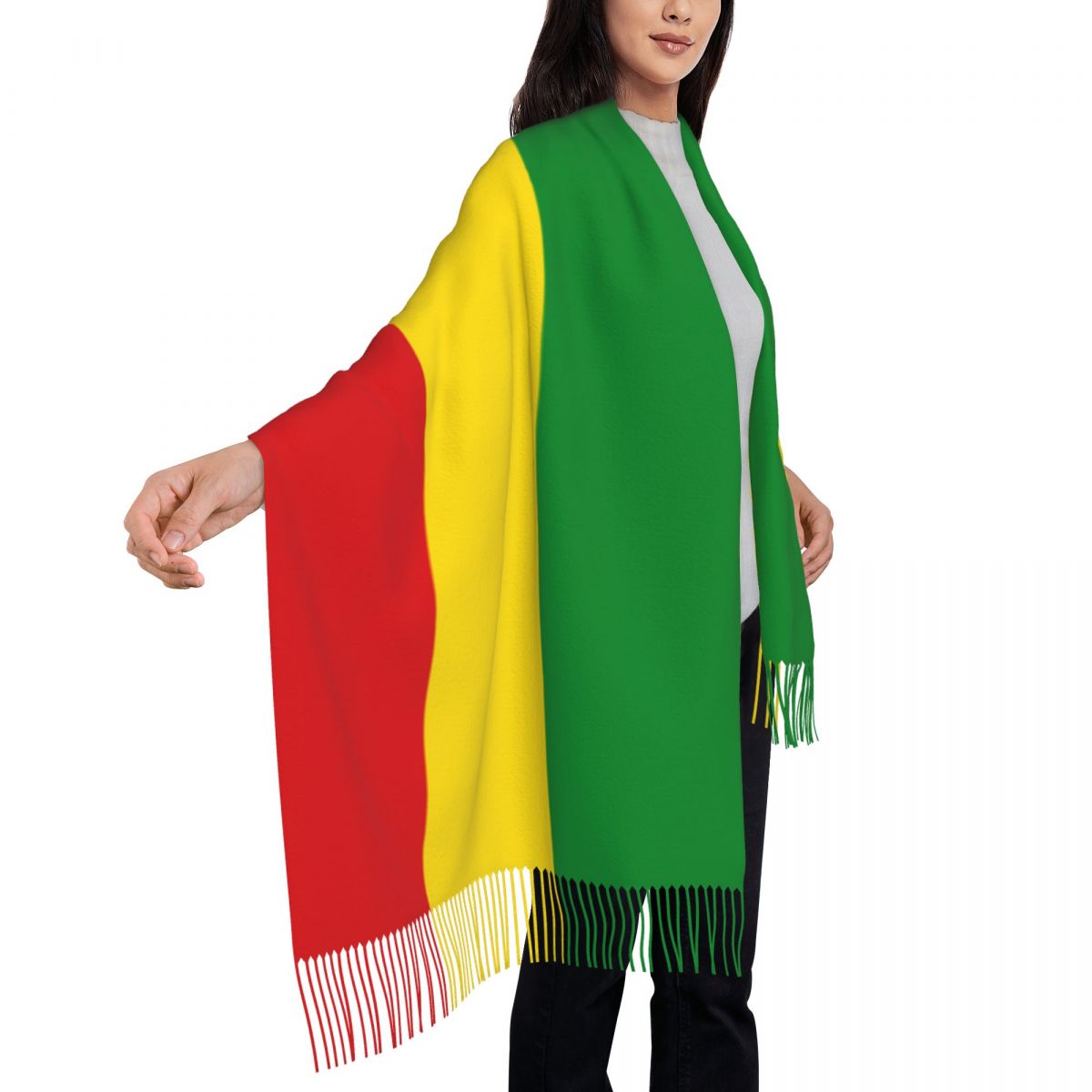 Bufandas personalizadas con bandera de Jamaica y León Rasta grande para mujer, chal suave y cálido con borlas para invierno y otoño, bufanda Reggae jamaicana