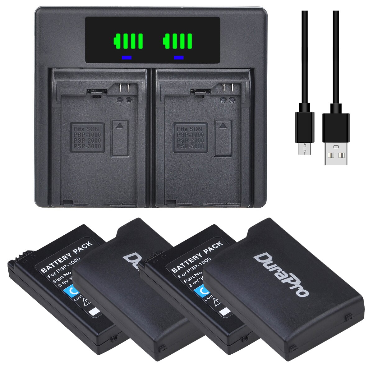 3600mAh PSP1000 Rechargeable Battery Pack for Sony PSP-110 PSP-1001 PSP-1000 Handheld Game Console: 4 Battery 1Charger