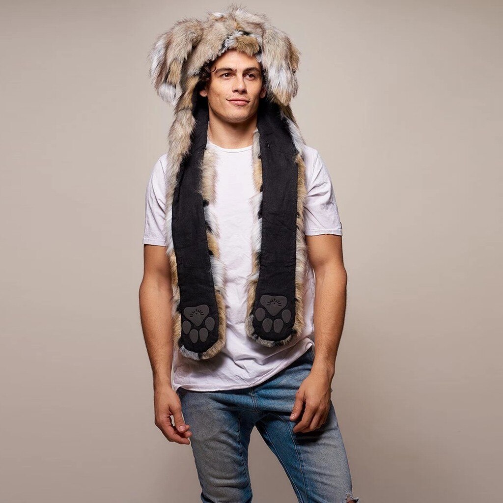 men's winter hat chapeau Men Christmas Faux Fur Ear Hat Wrap Stage Costumes Nightclub Hat czapka zimowa damska