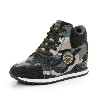 Swyivy kvinnor promenadskor canvas plattform dam sneakers höst och vinter stor storlek 42 camo höjd ökande promenadsko: 38