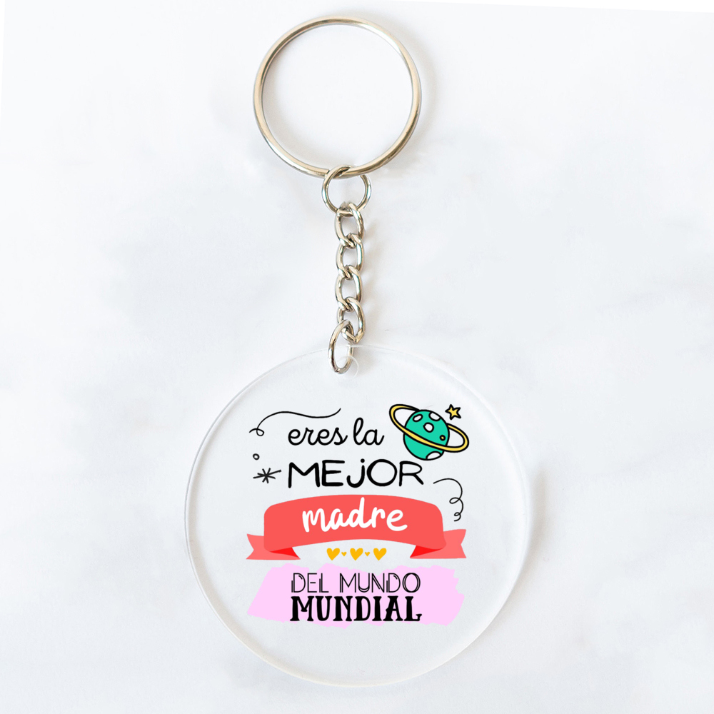 Best Mom in The World Spanish Printed Key Chains Keychain Acrylic Keyring Mama Key Ring Mother's Day Birthady for Mother: DARK GRAY