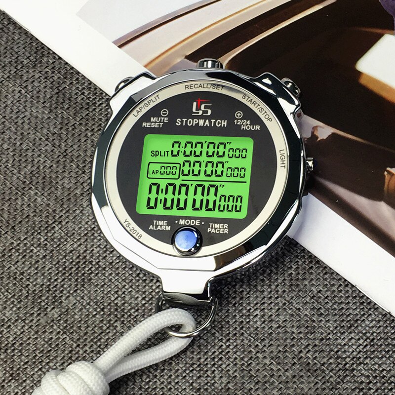 Chronomètre En Métal Keenso - Précision Au 1/100e De Seconde, Double Mémoire, Alarme Personnalisable, Affichage Calendrier - Pile Incluse - 2