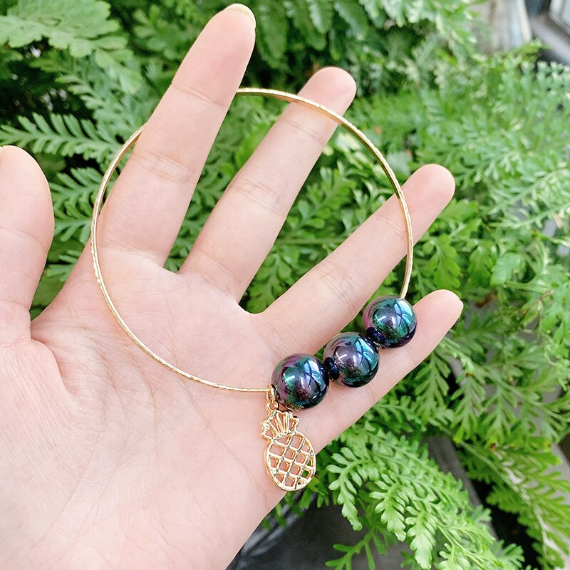 Say Diameter 6-10 CM Guam Micronesia Marshallese Hawaii Glass Pearl Heart Pineapple Charm Man Woman Bracelet Bangle GJZ404