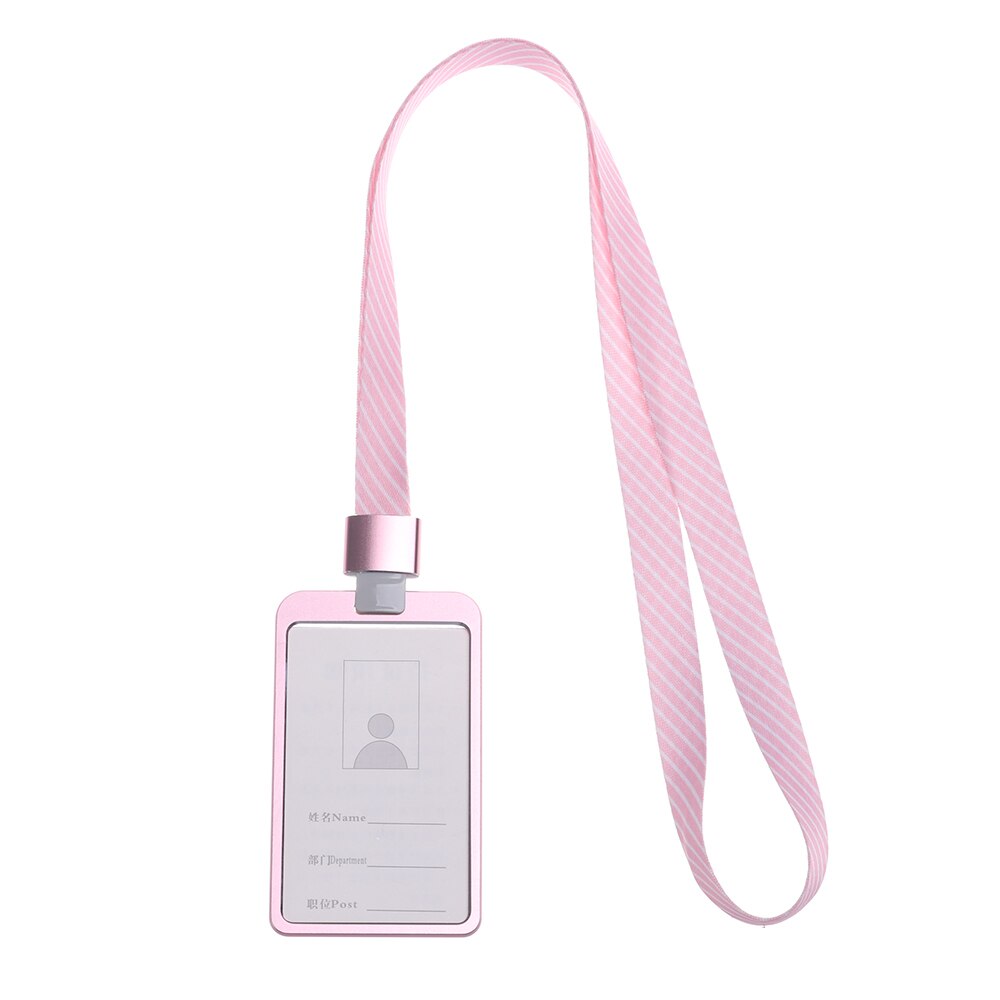 1PC Aluminum Alloy ID Badge Holders Business Bus Pass Card Case School Office Supplies With Lanyard