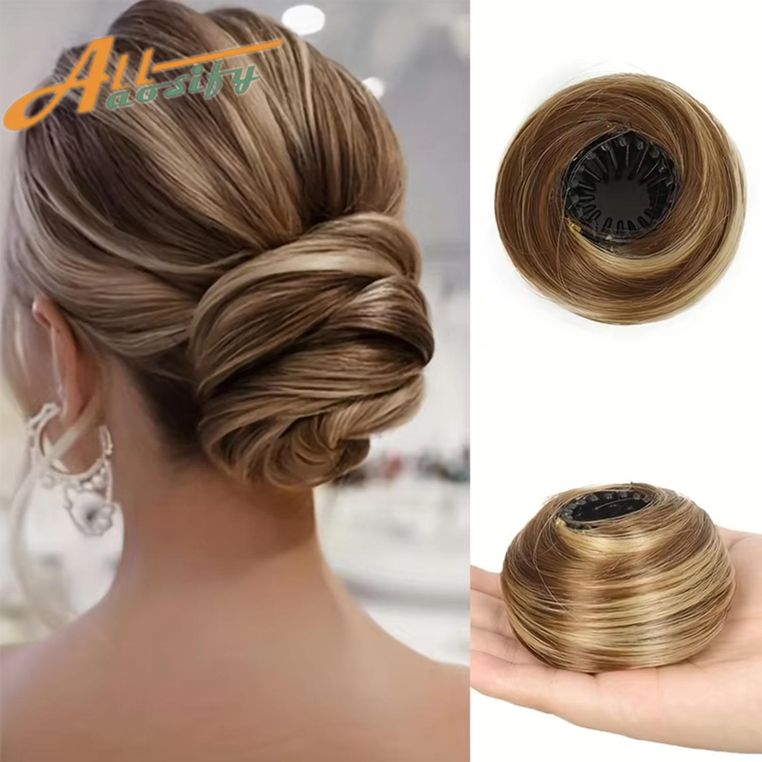 Clip sintetica nelle estensioni del panino per capelli disordinati Mini ciambella Updo posticci per donne Ragazze Chignon retrattili a forma di nido d'uccello: # 5