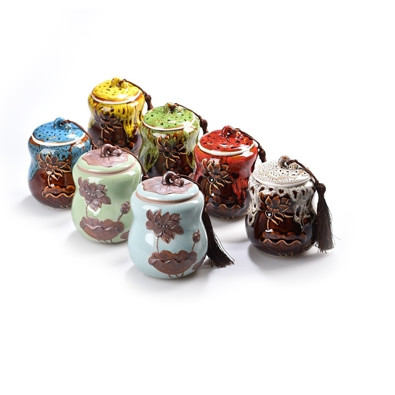 Theecontainer keramische verzegelde blikken voedselpot kruiden suikerpot huishoudelijke thee koffie opslagflessen en potten