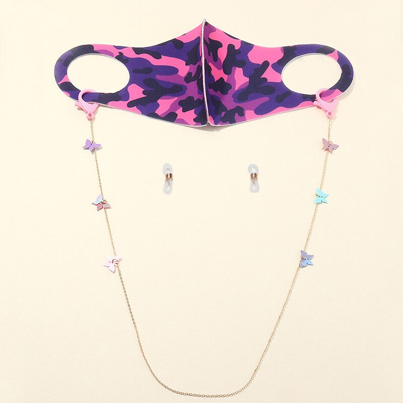 Handy & Convenient Safety Mask Rest Ear Holder Rope Beads Butterfly Rose Flower Neck Strap Mask Lanyard DIY Accessories 1PC: 2-only chains