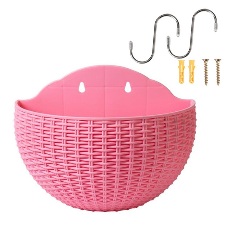 Europese Stijl Imitatie Rotan Muur Opknoping Half Ronde Bloempot Planter Halfronde Muur Bloempot Balkon Huishouden Outdoor: 6 S
