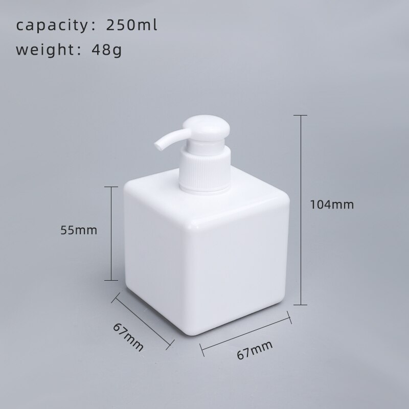 10 stk  of 250ml tomme plastflasker shampoo lotion påfyllbar flaske dusjgel pumpe dispenser: 250ml hvite