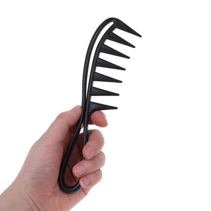 1 st handtagsgrepp stor tandad lockigt hår kam män frisör breda tänder hår styling kam